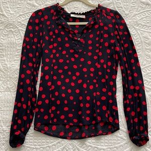 Navy and Red Polka-dot Top